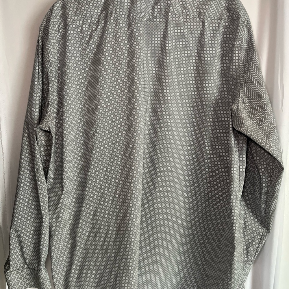 J. Ferrar Long Sleeve Stretch Slim Fit Gray Button Up Shirt Mens Sz XL 17-17.5” - Picture 2 of 14